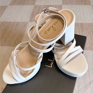 Lulu's White Multi-Strap Block Heels